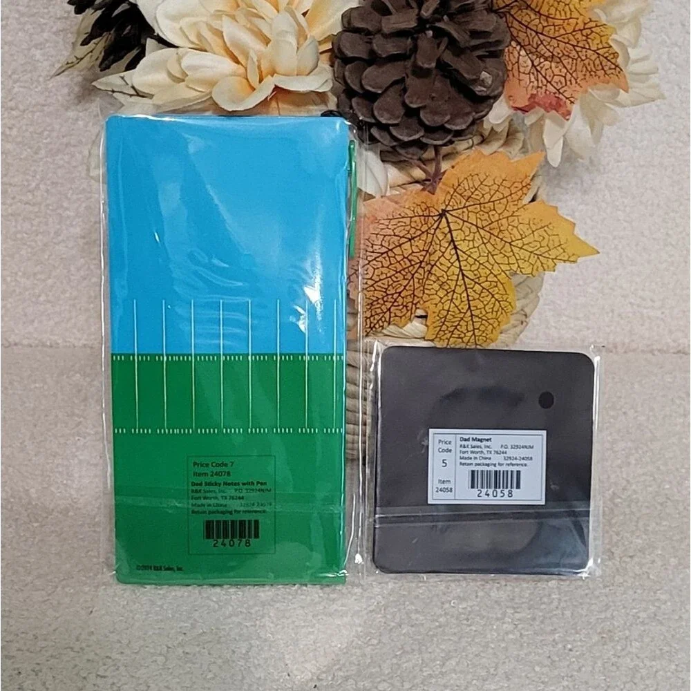 Best Dad Sports Theme 3pc Stationery Set (Sticky Notes, Pen, & Magnet) Brand New